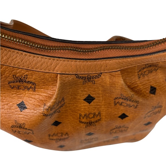 MCM Cognac Visetos Coated Canvas and Leather Hobo - Picture 8 of 14